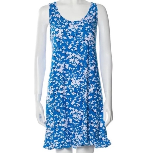 Draper James Dress Size Small / Medium Blue Flowy Ruffle Hem Sleeveless Flowy - Picture 2 of 12